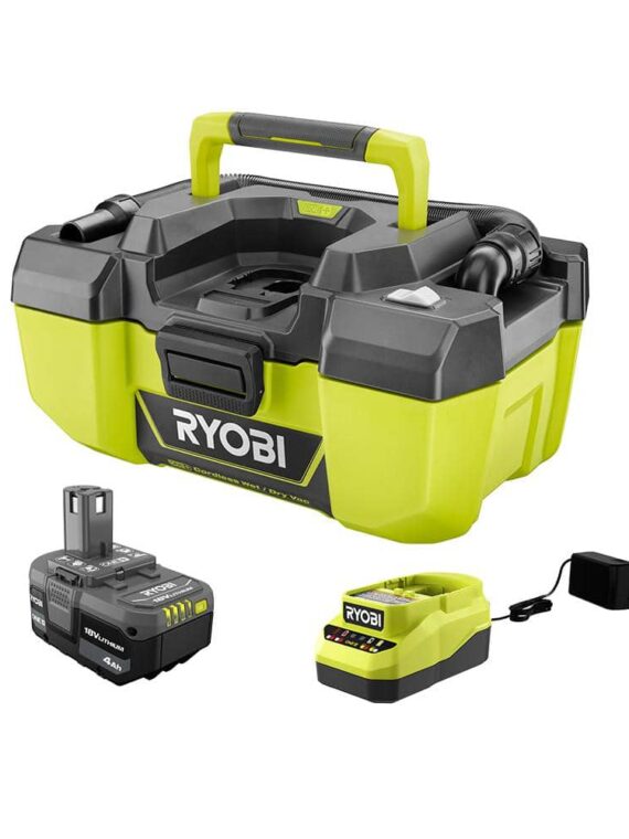 RYOBI 18V ONE+ Cordless 3 Gal. Wet/Dry Vacuum Kit with 4.0 Ah Battery & Charger