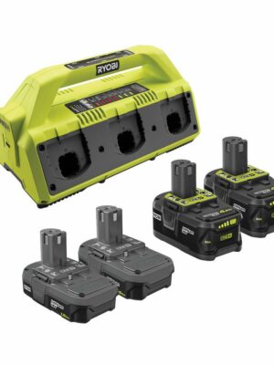 RYOBI 18V ONE+ Super Charger Kit with 1.5Ah & 4.0Ah Batteries, USB Port, IntelliPort Technology