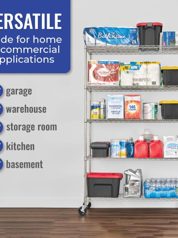 SafeRacks NSF-Certified 5-Shelf Wire Storage Unit, 48"x18"x76", Heavy-Duty, Adjustable, Commercial-Grade Shelving