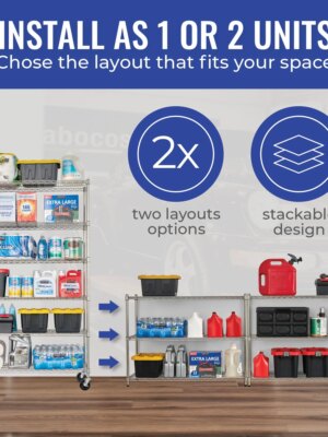 SafeRacks NSF-Certified 5-Shelf Wire Storage Unit, 48″x18″x76″, Heavy-Duty, Adjustable, Commercial-Grade Shelving