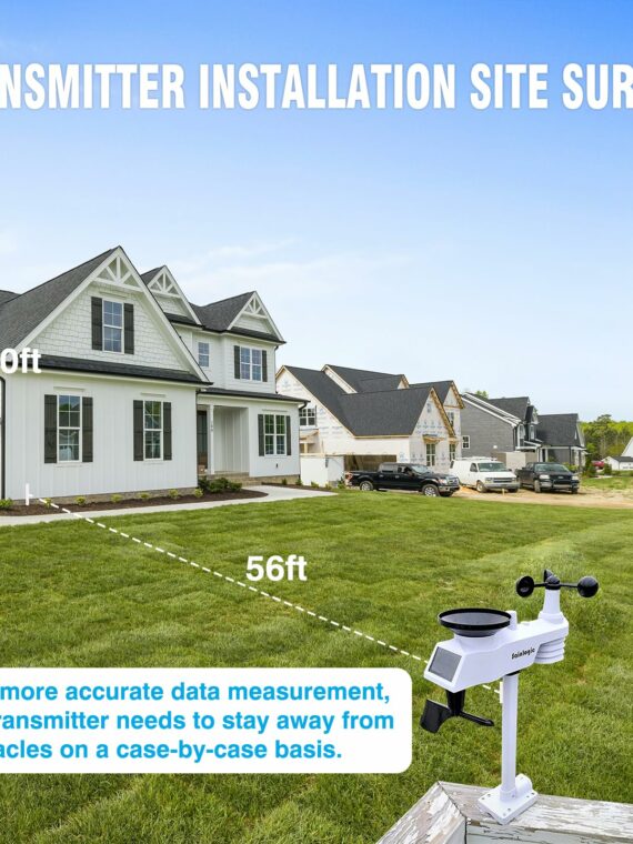 Sainlogic Wireless Weather Station with 5-in-1 Outdoor Sensor, LCD Display, Accurate Temp/Humidity/Wind/Air Pressure Tracking