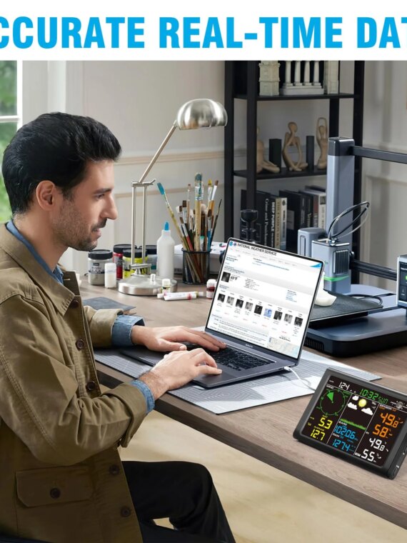 Sainlogic Wireless Weather Station with 5-in-1 Outdoor Sensor, LCD Display, Accurate Temp/Humidity/Wind/Air Pressure Tracking