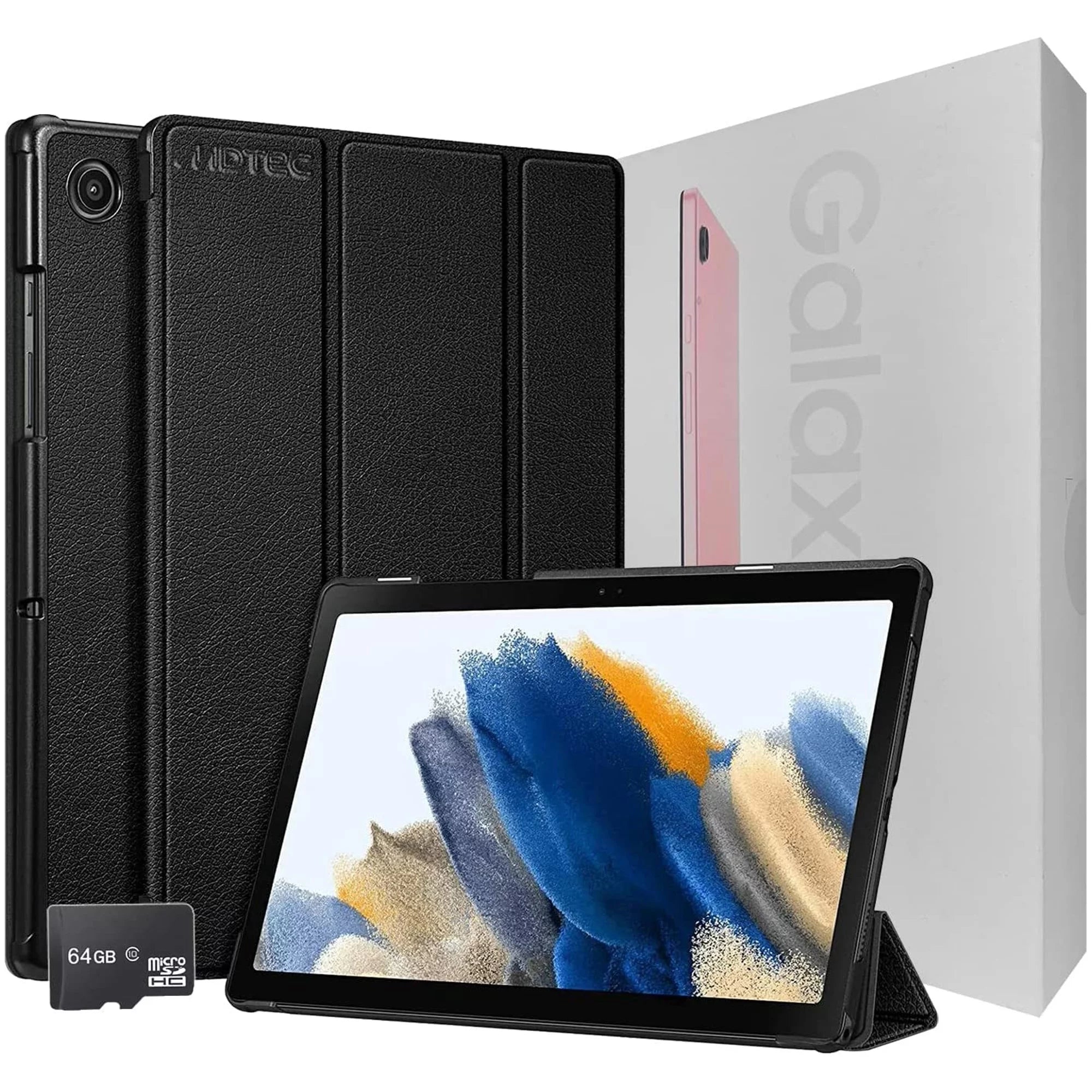 Samsung Galaxy Tab A8 10.5" Tablet Bundle, 32GB + 64GB microSD, Wi-Fi, Pink, with Hard Case & US Adapter