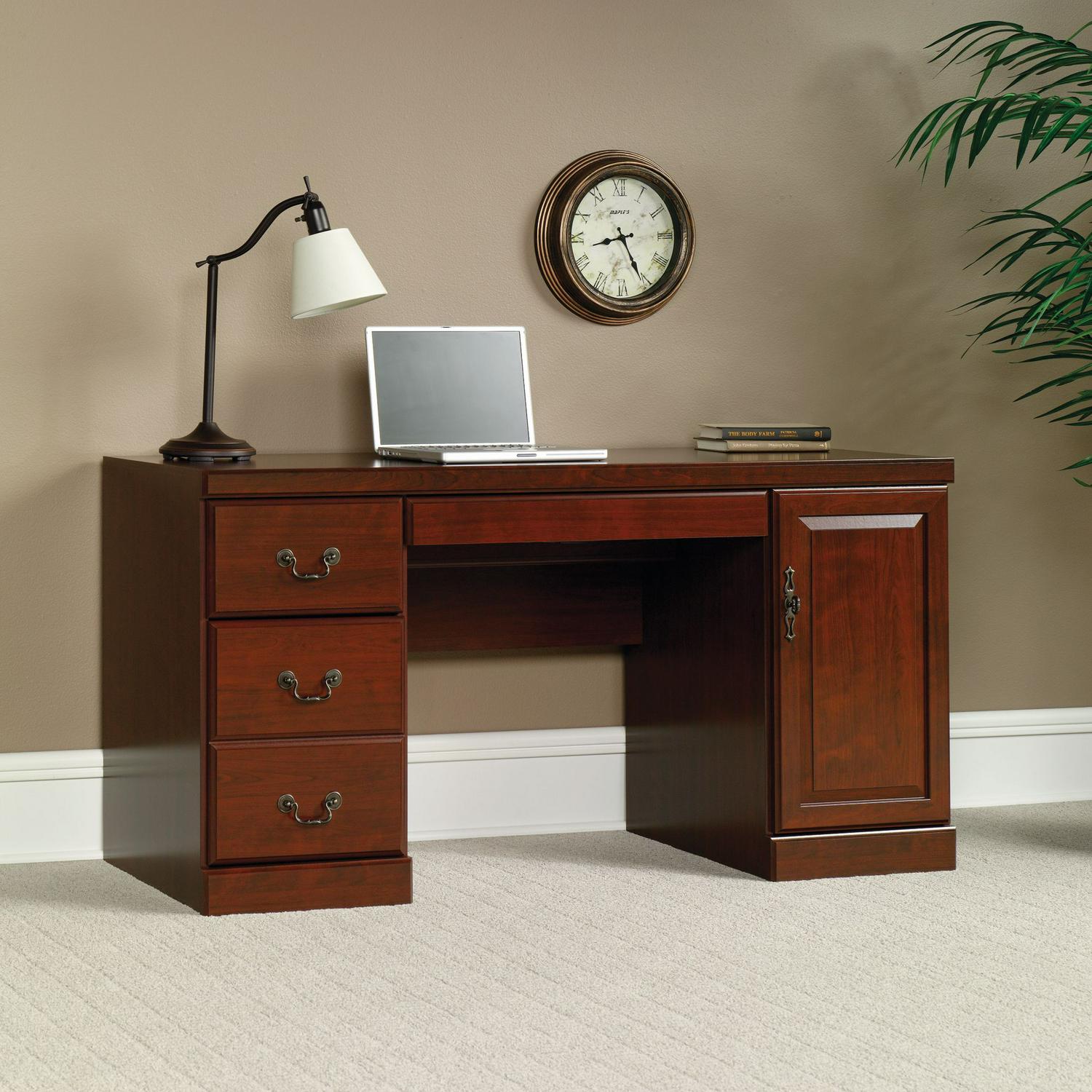 Sauder Heritage Hill Computer Credenza Desk, Classic Cherry, Wood Composite, Indoor Use