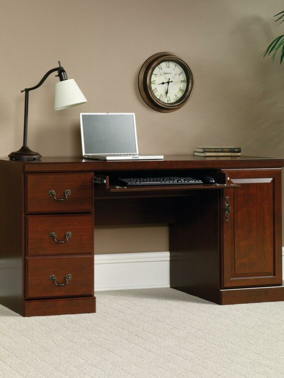 Sauder Heritage Hill Computer Credenza Desk, Classic Cherry, Wood Composite, Indoor Use