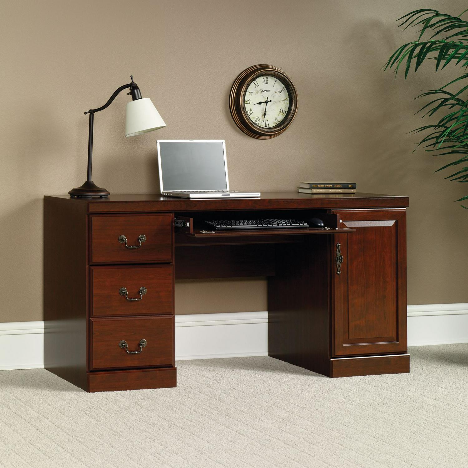 Sauder Heritage Hill Computer Credenza Desk, Classic Cherry, Wood Composite, Indoor Use