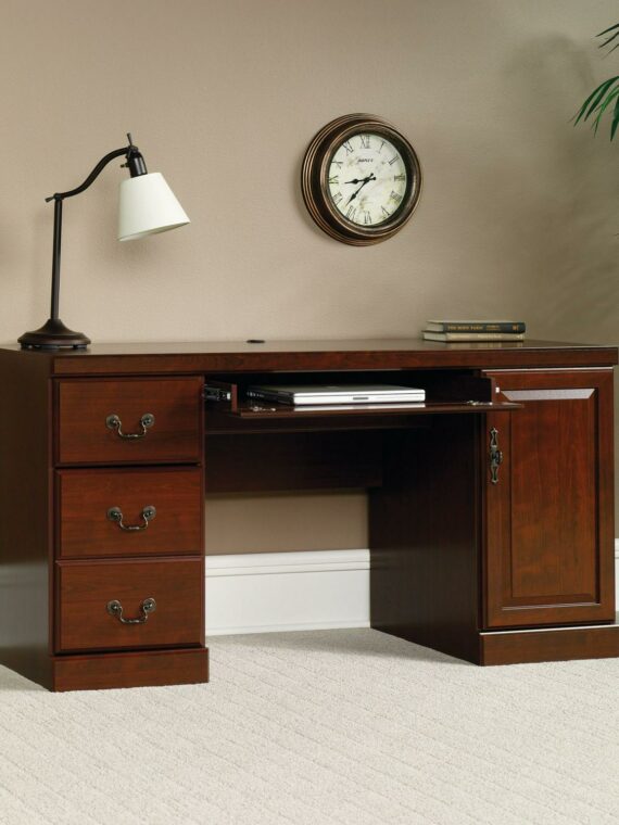 Sauder Heritage Hill Computer Credenza Desk, Classic Cherry, Wood Composite, Indoor Use