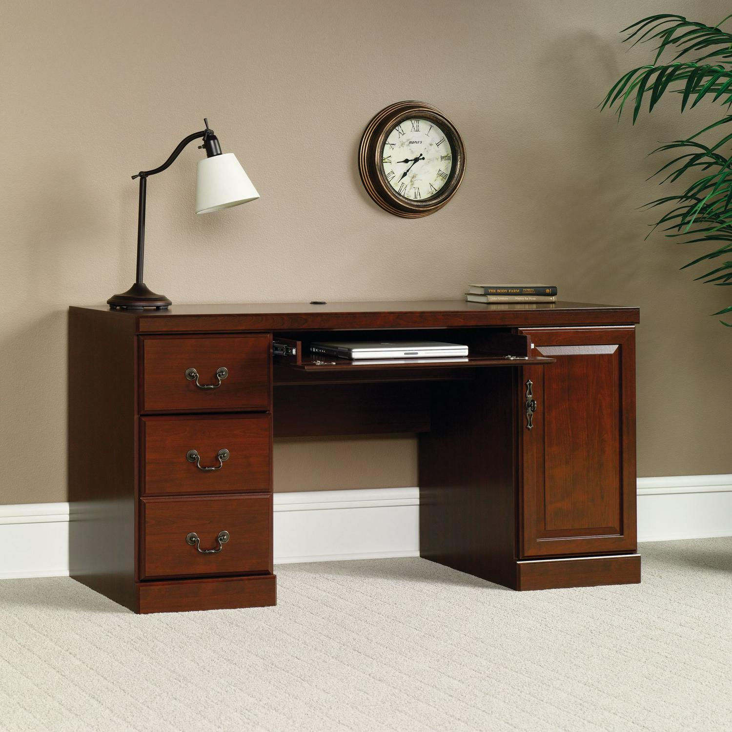 Sauder Heritage Hill Computer Credenza Desk, Classic Cherry, Wood Composite, Indoor Use