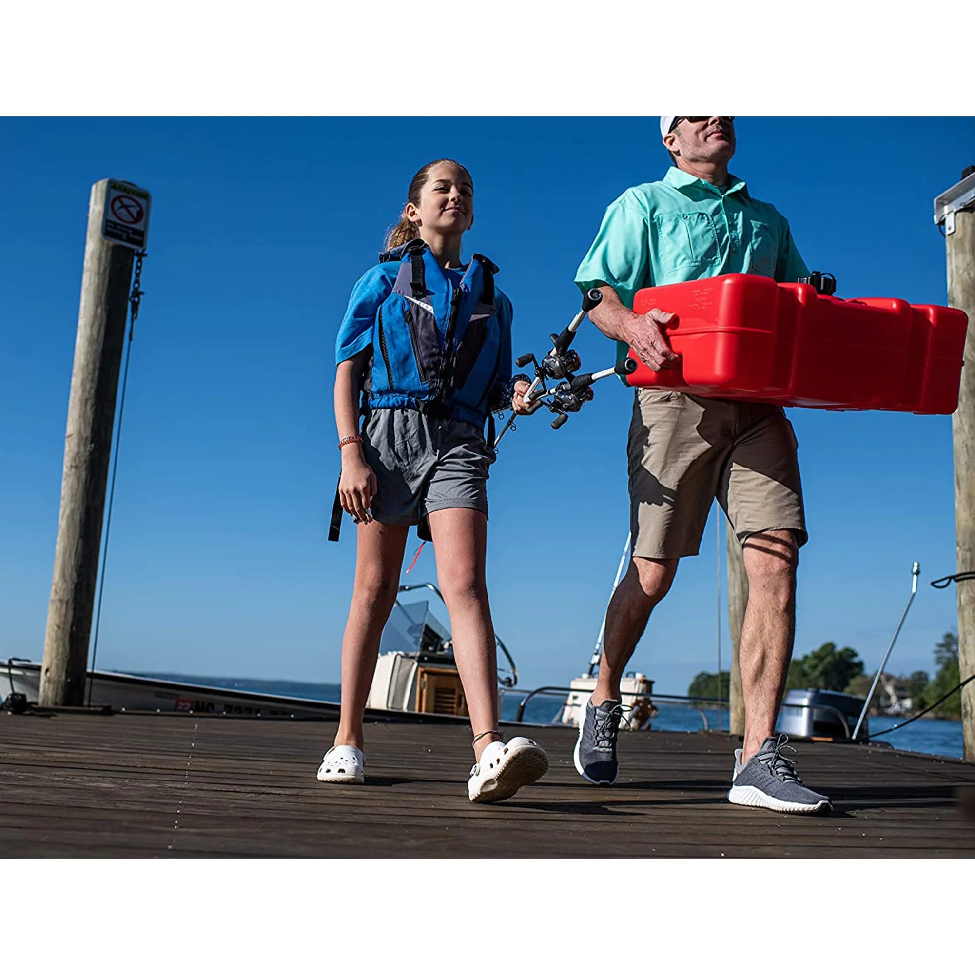 Scepter 12-Gallon Low Profile Marine Fuel Tank - Portable, Spill-Proof, EPA-Compliant, Red