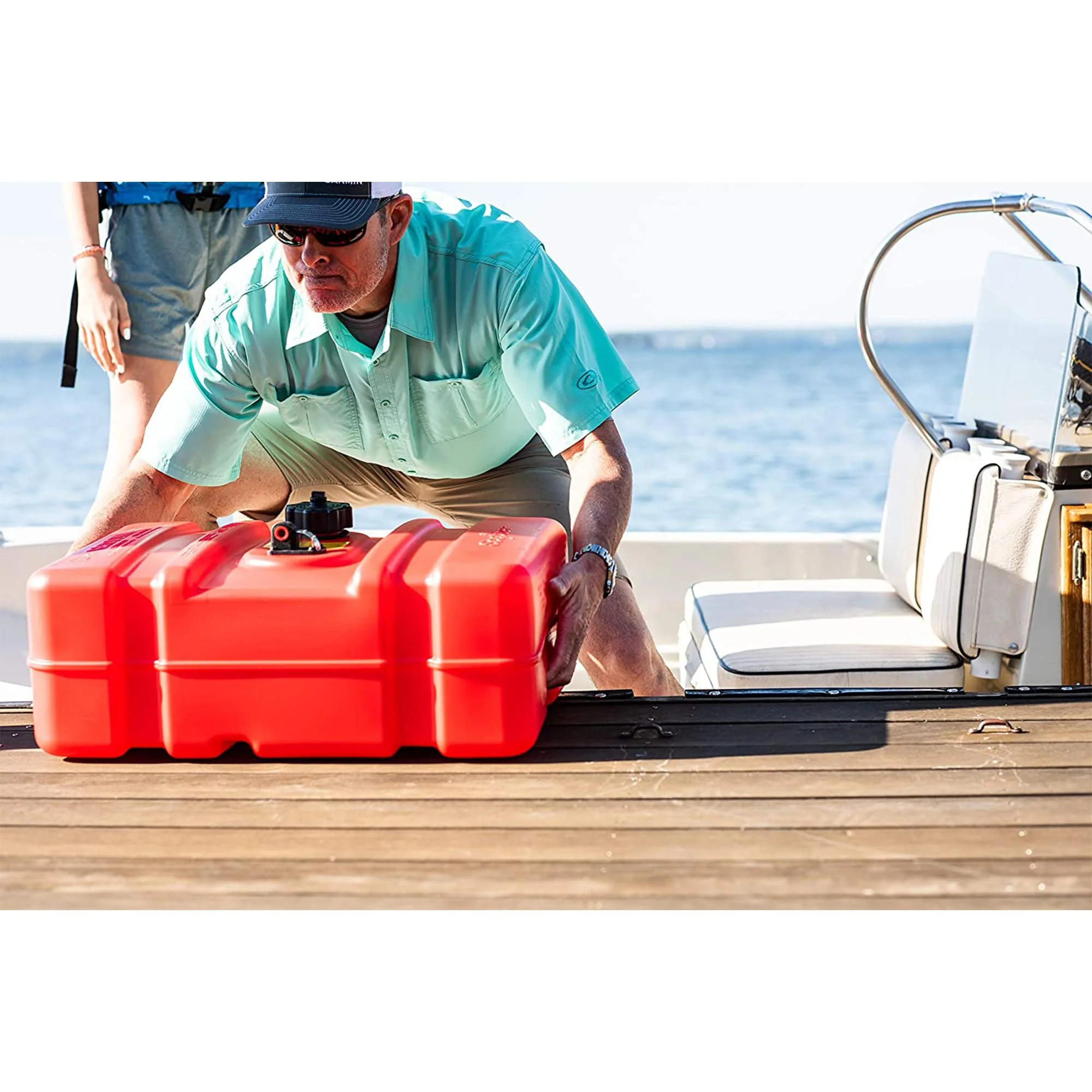 Scepter 12-Gallon Low Profile Marine Fuel Tank - Portable, Spill-Proof, EPA-Compliant, Red