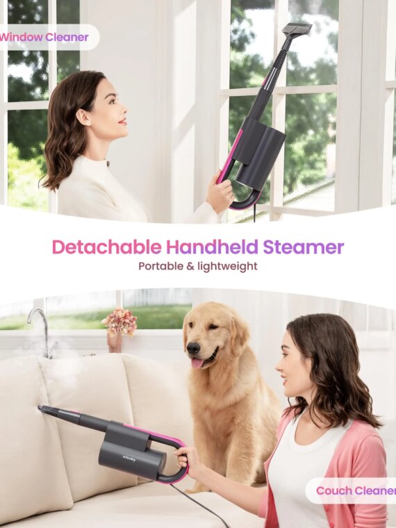 Schenley Steam Mop Cleaner with Detachable Handheld Steamer, Chemical-Free, Fast Heat-Up, 7 Attachments, 180° Swivel
