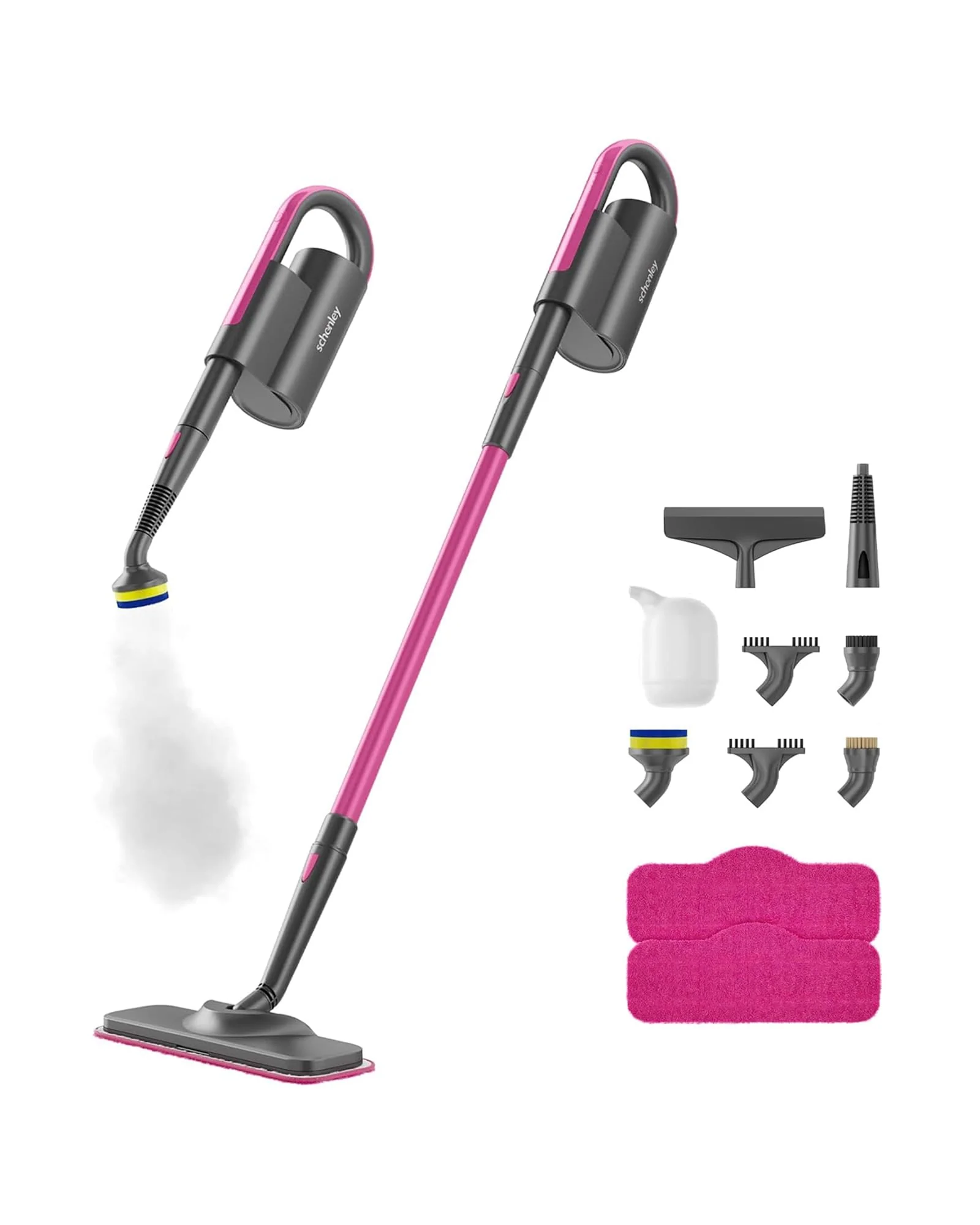 Schenley Steam Mop Cleaner with Detachable Handheld Steamer, Chemical-Free, Fast Heat-Up, 7 Attachments, 180° Swivel