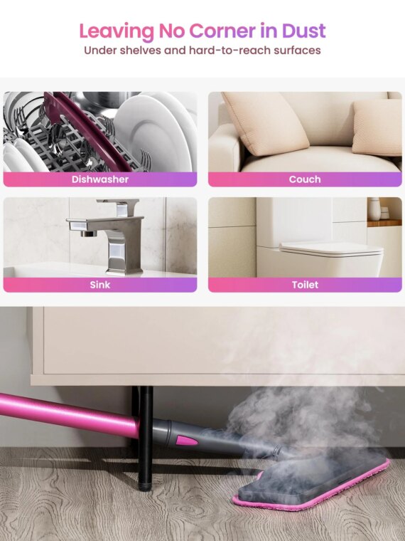 Schenley Steam Mop Cleaner with Detachable Handheld Steamer, Chemical-Free, Fast Heat-Up, 7 Attachments, 180° Swivel