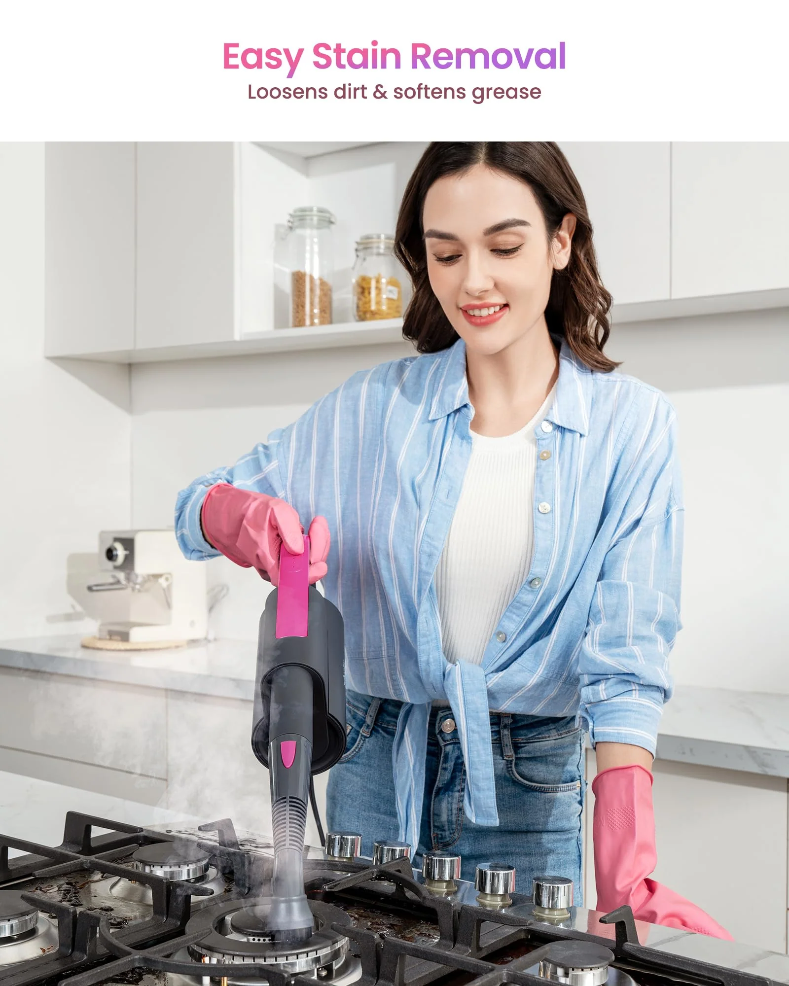 Schenley Steam Mop Cleaner with Detachable Handheld Steamer, Chemical-Free, Fast Heat-Up, 7 Attachments, 180° Swivel