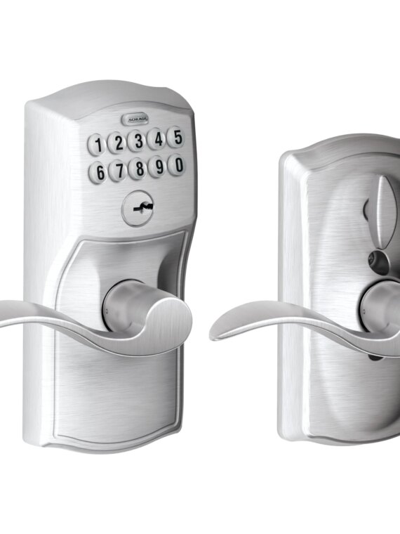 Schlage Camelot Keypad Deadbolt FE595 CAM 626 ACC - Keyless Entry, Flex Lock, Illuminated Keypad, Battery-Operated Door Lock