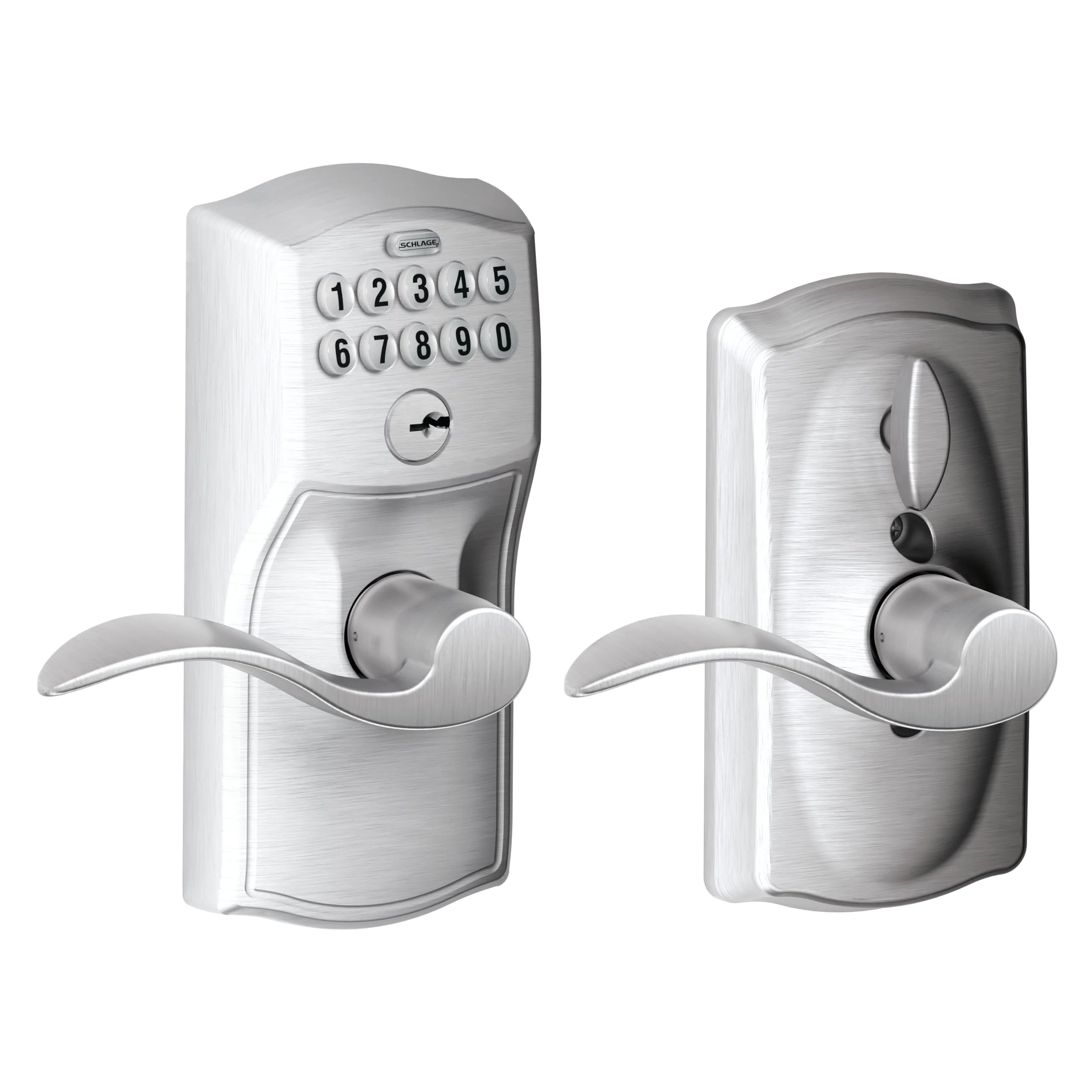 Schlage Camelot Keypad Deadbolt FE595 CAM 626 ACC - Keyless Entry, Flex Lock, Illuminated Keypad, Battery-Operated Door Lock