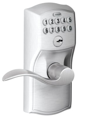 Schlage Camelot Keypad Deadbolt FE595 CAM 626 ACC - Keyless Entry, Flex Lock, Illuminated Keypad, Battery-Operated Door Lock