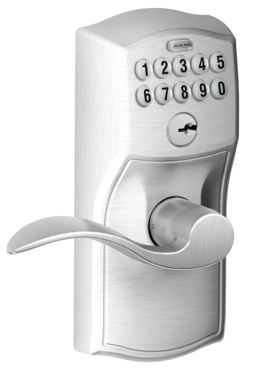 Schlage Camelot Keypad Deadbolt FE595 CAM 626 ACC - Keyless Entry, Flex Lock, Illuminated Keypad, Battery-Operated Door Lock