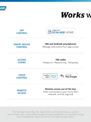 Schlage Encode Smart Wi-Fi Deadbolt, Black – Secure Remote Access, Built-in Alarm, No Hub Needed