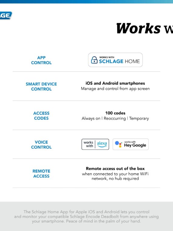 Schlage Encode Smart Wi-Fi Deadbolt, Black - Secure Remote Access, Built-in Alarm, No Hub Needed