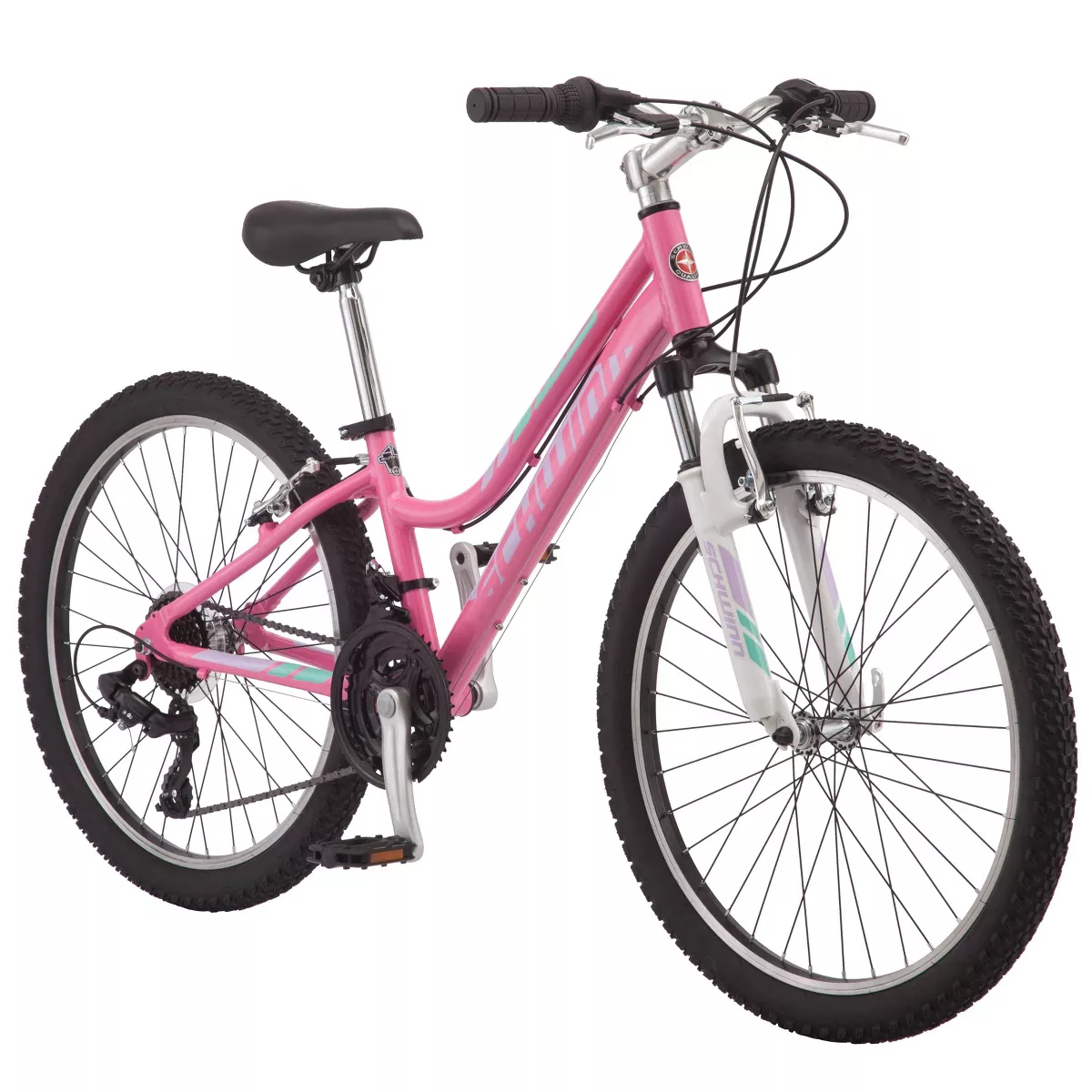 Schwinn Ranger 24" Girls' Mountain Bike, Pink - 21-Speed, Aluminum Frame, Suspension Fork