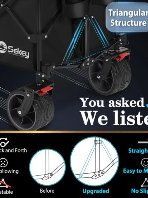 Sekey Folding Garden Cart, 220L Capacity, 330lbs Load, Compact, Waterproof, All-Terrain Wheels
