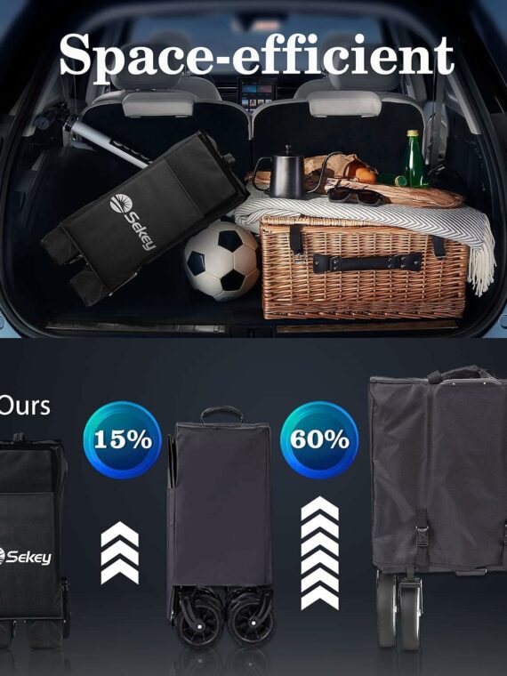 Sekey Folding Garden Cart, 220L Capacity, 330lbs Load, Compact, Waterproof, All-Terrain Wheels