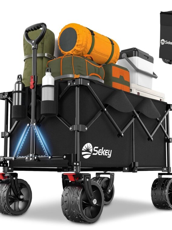 Sekey Folding Garden Cart, 220L Capacity, 330lbs Load, Compact, Waterproof, All-Terrain Wheels
