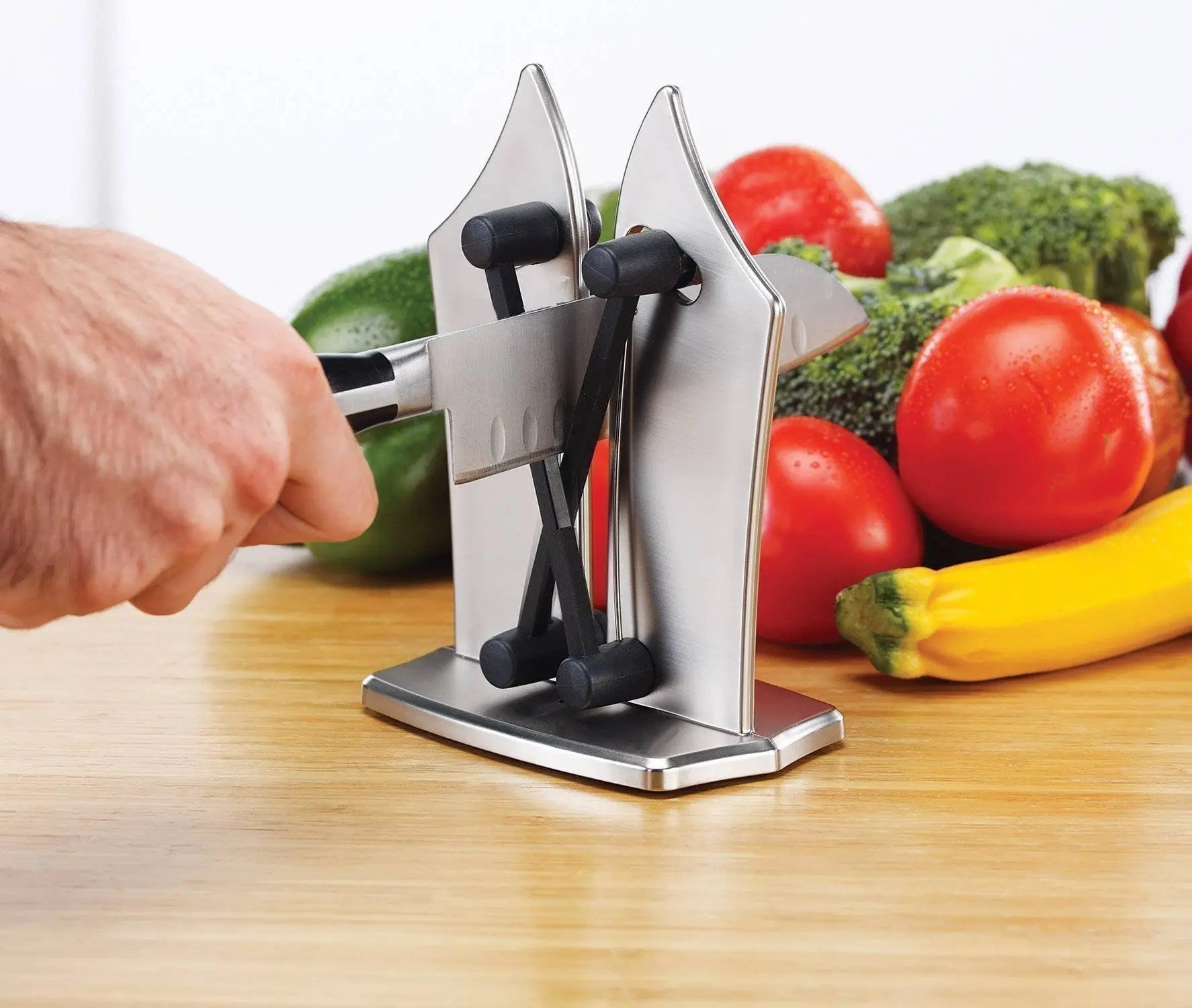 Shapezel™ Professional Stainless Steel Knife Sharpener with Tungsten Carbide Arms for All Blade Types