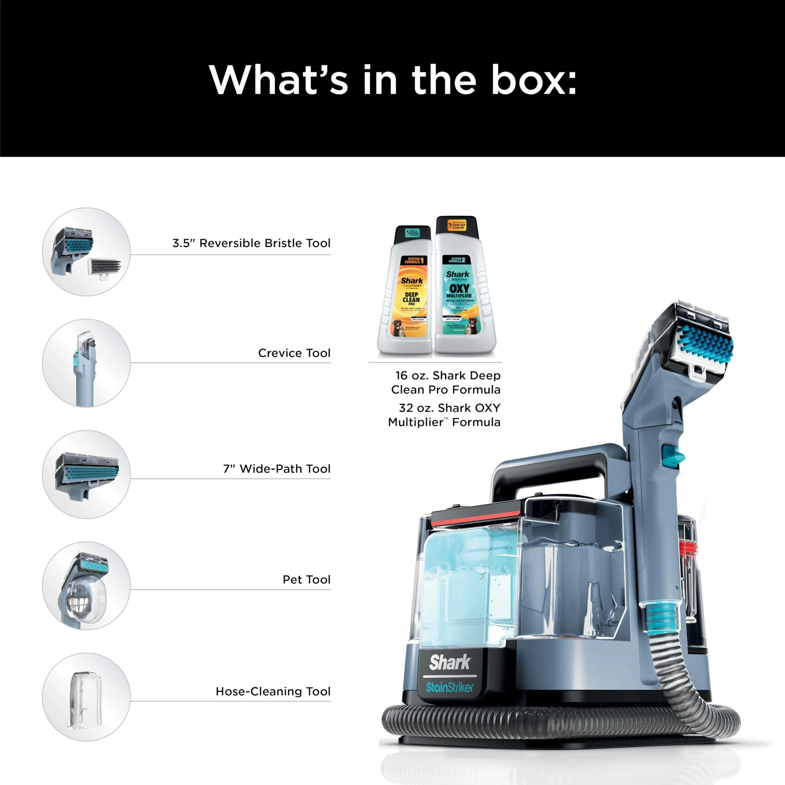 Shark StainStriker Carpet & Upholstery Cleaner, Powerful Stain Removal, 20x Stain-Fighting, Lightweight, Pet-Friendly