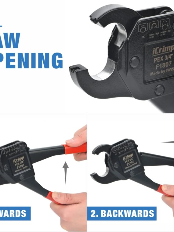 SharkBite Iwiss PEX Crimp Tool Kit, 5-Piece, Crimps 1/2" & 3/4" Copper Rings, Includes Cutter & Gauge