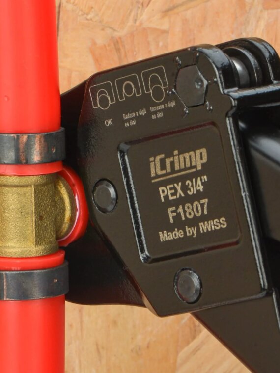 SharkBite Iwiss PEX Crimp Tool Kit, 5-Piece, Crimps 1/2" & 3/4" Copper Rings, Includes Cutter & Gauge