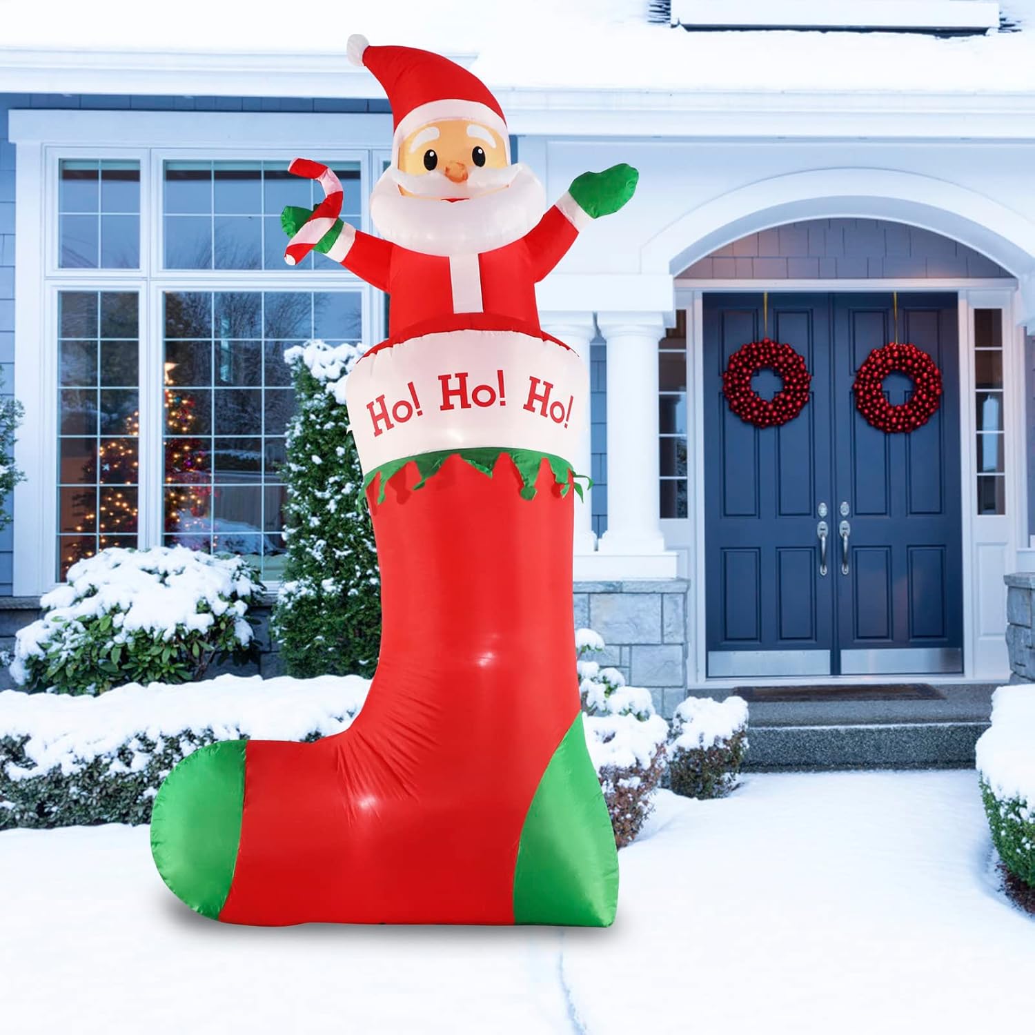 SHDEJTG 10ft Inflatable Santa Claus with LED Lights for Christmas Indoor/Outdoor Decor