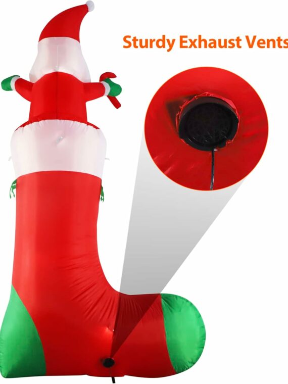 SHDEJTG 10ft Inflatable Santa Claus with LED Lights for Christmas Indoor/Outdoor Decor