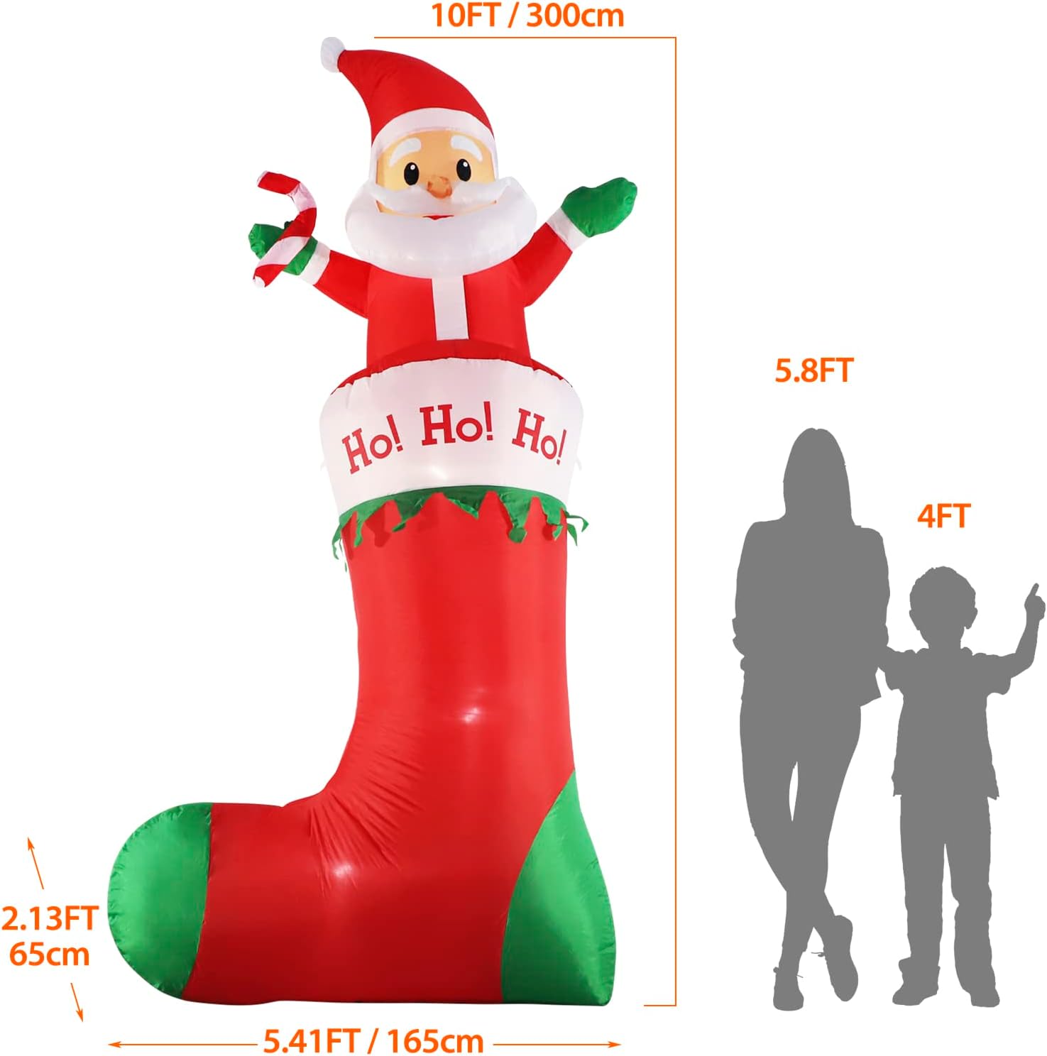 SHDEJTG 10ft Inflatable Santa Claus with LED Lights for Christmas Indoor/Outdoor Decor