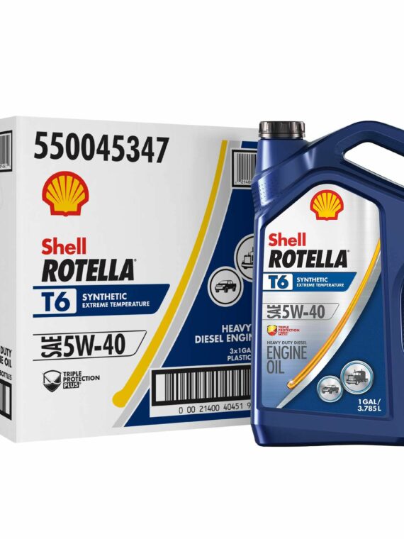 Shell Rotella T6 5W-40 Full Synthetic Diesel Engine Oil, Triple Protection Plus, 1 Gallon (3-Pack)