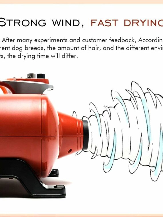 Shernbao 6.0HP High Velocity Dog Grooming Dryer with Adjustable Speed, Dual Motor, and Accessories