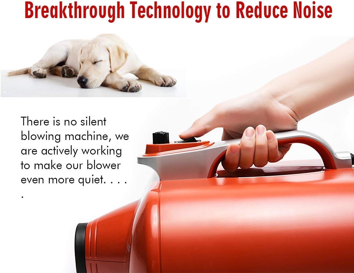 Shernbao 6.0HP High Velocity Dog Grooming Dryer with Adjustable Speed, Dual Motor, and Accessories
