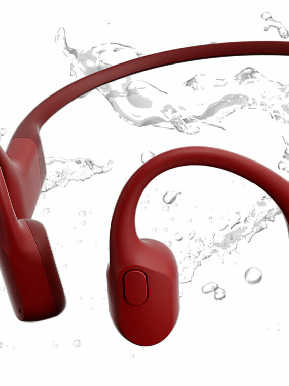 Shokz OpenRun Red Bone Conduction Open-Ear Endurance Headphones for Active Lifestyles