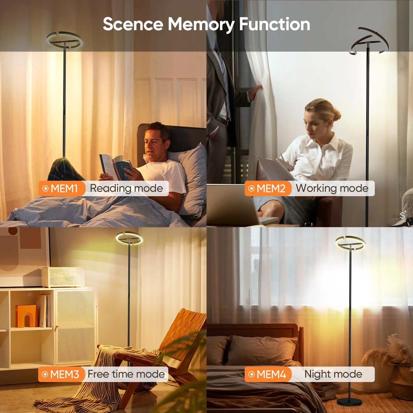 SIBRILLE LED Floor Lamp, Stepless Dimmable 3000-6000K, Adjustable Brightness, Energy Efficient, Modern Design, Remote Control