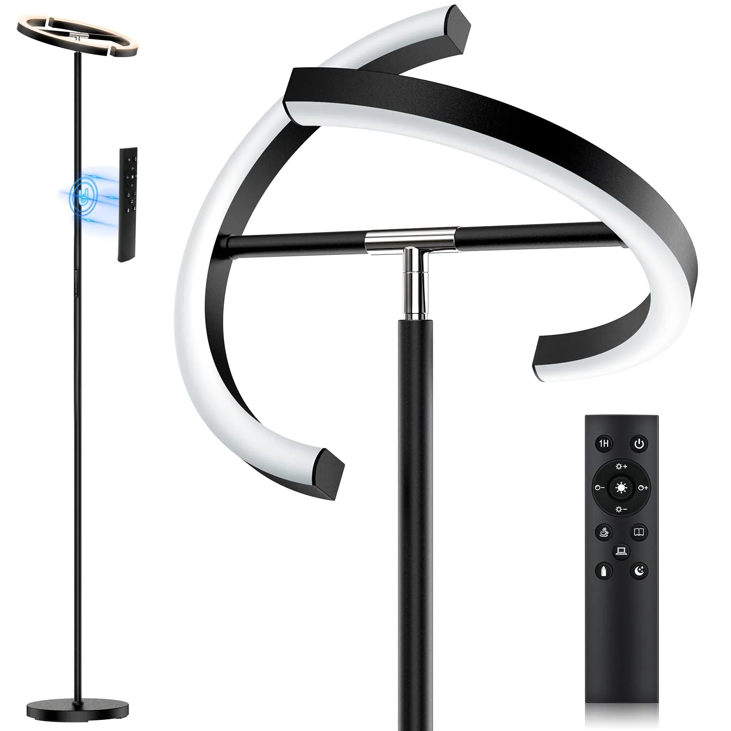 SIBRILLE LED Floor Lamp, Stepless Dimmable 3000-6000K, Adjustable Brightness, Energy Efficient, Modern Design, Remote Control