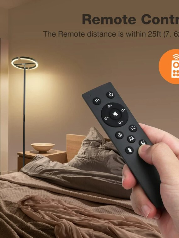 SIBRILLE LED Floor Lamp, Stepless Dimmable 3000-6000K, Adjustable Brightness, Energy Efficient, Modern Design, Remote Control
