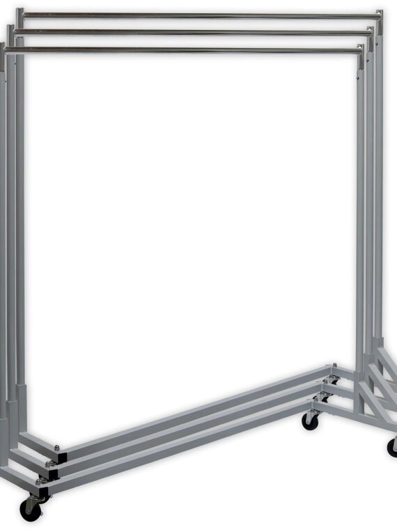 Simple Houseware Z-Base Garment Rack, Industrial Grade, 400 lbs Capacity, Heavy-Duty Casters, Silver Finish