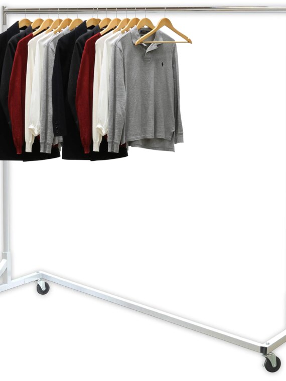 Simple Houseware Z-Base Garment Rack, Industrial Grade, 400 lbs Capacity, Heavy-Duty Casters, Silver Finish