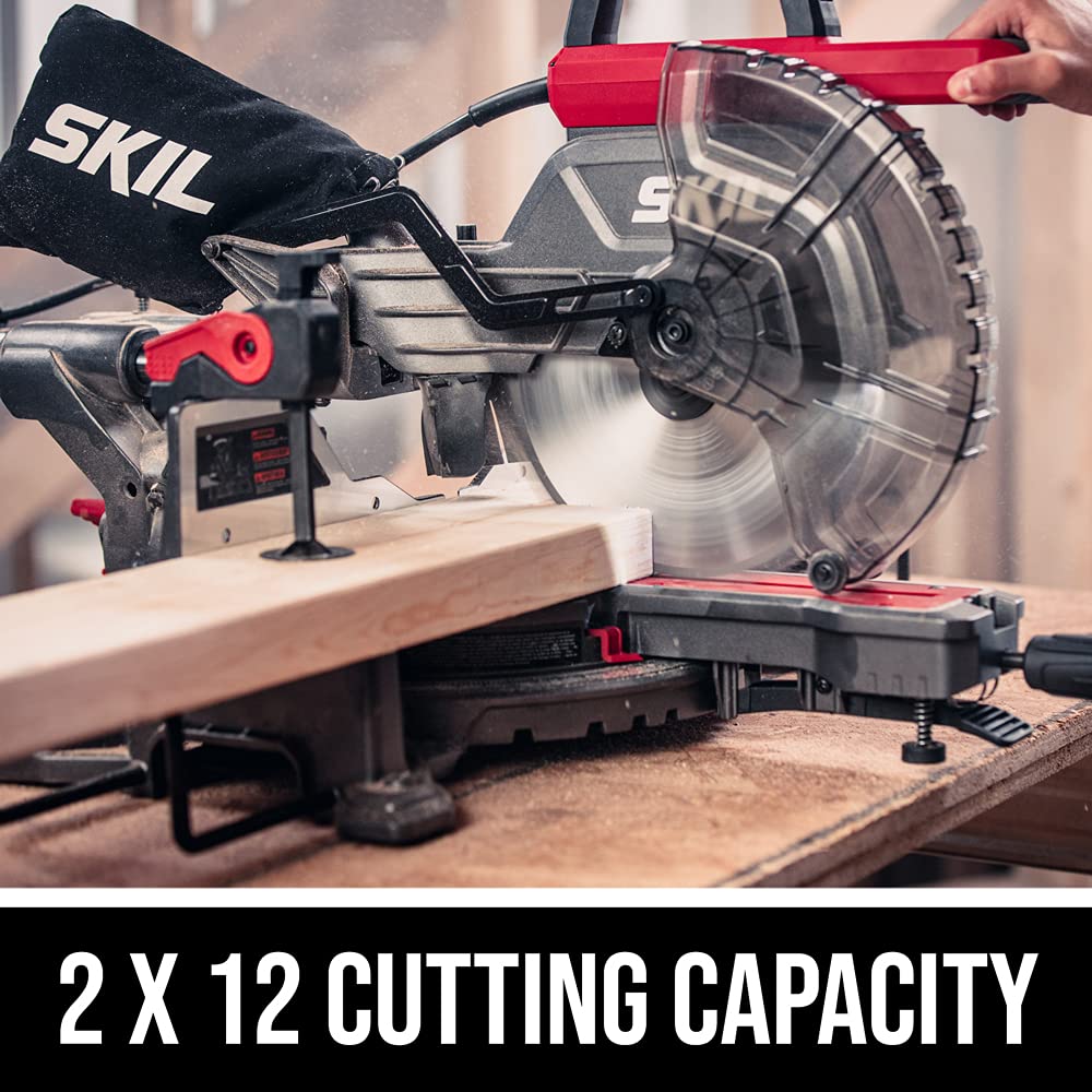 SKIL 10" Dual Bevel Sliding Compound Miter Saw, 15 Amp Motor, LED Shadow Line, 2x12 Capacity