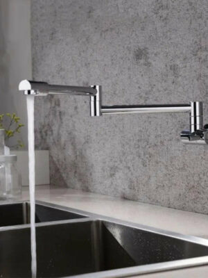 Sleek Stainless Steel Retractable Wall-Mounted Pot Filler Faucet for Kitchen by [Brand Name]