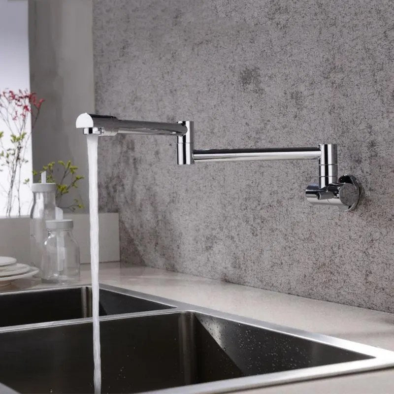Sleek Stainless Steel Retractable Wall-Mounted Pot Filler Faucet for Kitchen by [Brand Name]