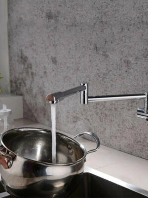 Sleek Stainless Steel Retractable Wall-Mounted Pot Filler Faucet for Kitchen by [Brand Name]