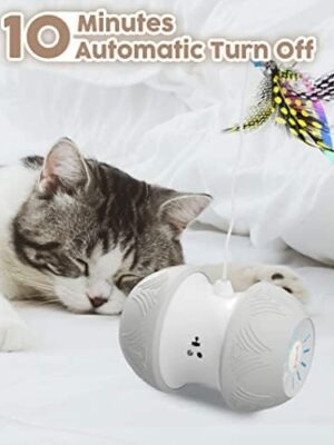 SmartPet Automatic Kitten Toy with 4 Feathers, 1000mAh Battery, LED Lights, 360° Rotation, Low Noise