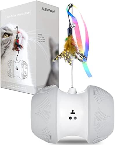 SmartPet Automatic Kitten Toy with 4 Feathers, 1000mAh Battery, LED Lights, 360° Rotation, Low Noise